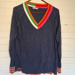 Zaket & clover c neck sweater navy rainbow medium